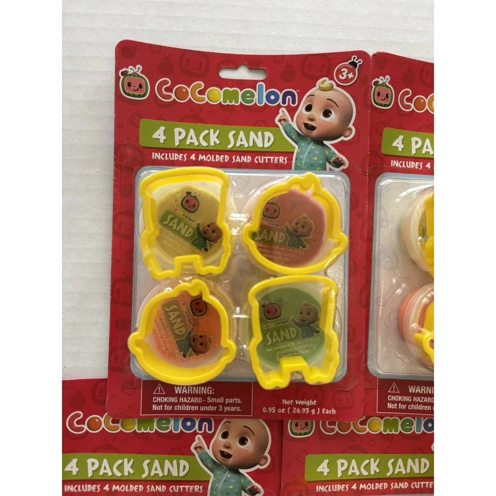 5- CoComelon 4 Pack Play Sand 4 Molded Sand Cutters Creative Toy Party Gift